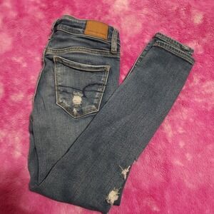 American Eagle Jeans Women's 0 X Short Low Rise Jegging Distressed Stretch
